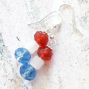 White Glass Silver Hooks Hidden Meaning earrings Glitchy Glam , Neo Deco,   420■